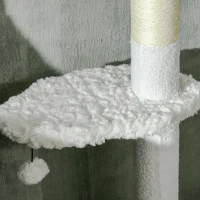 PawHut Floor-to-Ceiling Scratching Post, Adjustable Height 2.25-2.55 m, Seating Platforms, Anti-Tip Device, Play Balls, White(m-5)