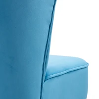 HOMCOM Velvet Accent Chair Occasional Tub Seat Padding Curved Back with Wood Frame Legs Home Furniture Blue(m-6)