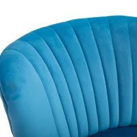 HOMCOM Velvet Accent Chair Occasional Tub Seat Padding Curved Back with Wood Frame Legs Home Furniture Blue(m-8)