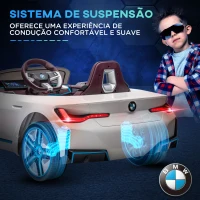 HOMCOM Carro Elétrico para Crianças BMW i4 12V com Controlo Remoto Música MP3 Ecrã Luzes e Cinto de Segurança 115x67x45 cm Branco(m-7)