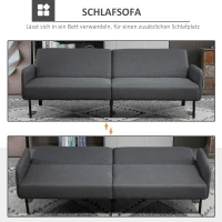 HOMCOM Schlafsofa Klappsofa 3-Sitzer Stoffsofa Bettsofa Sofa mit Schlaffunktion Sofagarnitur Leinen-Touch Stahl Grau 214 x 94 x 81 cm(m-4)
