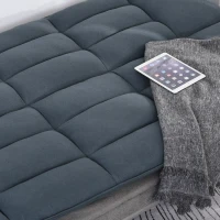 HOMCOM Sofa rozkładana 3-osobowa z funkcją łóżka, Szary+Beżowy(m-8)