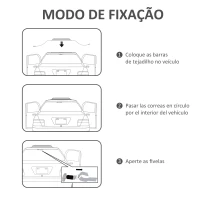 HOMCOM Barras de Tejadilho Universais para Veículos 2 Peças com Cordas de Fixação Tecido Oxford 85x10x8 cm Preto(m-4)