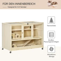 PawHut Kleintierkäfig mit 4 Rollen 110 cm × 60 cm × 80 cm 3 Etagen, inkl. Zubehör(m-4)