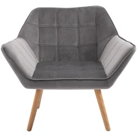 HOMCOM Accent Chair, Arm Chair with Wide Arms, Slanted Back, Thick Padding and Rubber Wooden Legs for Living Room Grey(m-8)