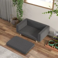 PawHut Elevated Dog Sofa Bed, with Cushion, for Medium and Small Dogs, Grey(m-9)