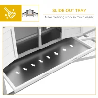 PawHut Large Rabbit Hutch with Run, Outdoor Bunny Cage, with Tray, Ramp - Light Grey(m-6)