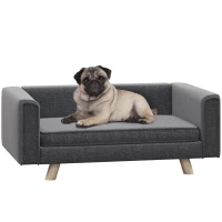 PawHut Elevated Dog Sofa Bed, with Cushion, for Medium and Small Dogs, Grey(m-11)