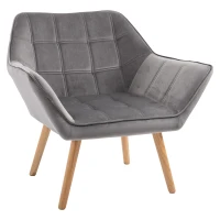 HOMCOM Accent Chair, Arm Chair with Wide Arms, Slanted Back, Thick Padding and Rubber Wooden Legs for Living Room Grey(m-1)
