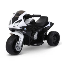 HOMCOM Motocicleta Electrica pentru Copii cu Autorizatie BMW 3 Roti Baterie Reincarcabila 6V Alb si Negru(m-8)