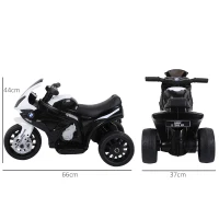 HOMCOM Motocicleta Electrica pentru Copii cu Autorizatie BMW 3 Roti Baterie Reincarcabila 6V Alb si Negru(m-3)