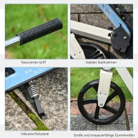 HOMCOM Kinderscooter Kinderroller Tretroller Cityroller Kinder Roller Kickboard für 6+ Kinder höhenverstellbar faltbar Weiß 84 x 34 x 86-96 cm(m-6)