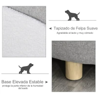 PawHut Sofá Cama para Mascotas Perros Pequeños Medianos Gatos con Cojín Acolchado extraíble Patas Madera Bordes Elevados 81x61x24 cm Gris(m-6)