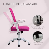 Vinsetto Scaun Ergonomic Roz – Suport Lombar, tesatura Confortabila(m-5)