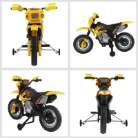 Homcom Moto Cross Electric Copii – Galben cu Rotite Laterale(m-8)