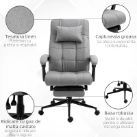 Vinsetto Scaun Ergonomic Rabatabil – Tetiera & Suport Picioare(m-7)