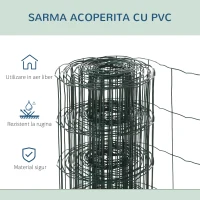 PawHut Plasa Metalica pentru Gradina Acoperita cu PVC pentru Garduri Exterioare, 1000x61cm, Verde(m-5)