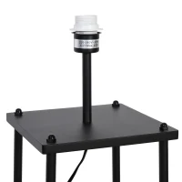 HOMCOM Lámpara de Pie Iluminación Moderna  Multifuncional con 3 Estantes de Almacenaje Interruptor de Pedal Diseño Elegante Pantalla de Tela 34,5x34,5x150 cm Negro y Crema(m-9)