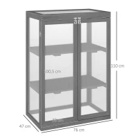 Outsunny Mini Serre de Jardin 3 Niveaux dim. 76L x 47l x 110H cm Double Porte Toit ouvrant Bois Sapin lasuré Polycarbonate(m-3)