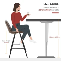 HOMCOM Set Of 2 Bar Stools Vintage Microfiber Cloth Tub Seats Padded Comfortable Steel Frame Footrest Quilted Home Bar Cafe Kitchen Chair Stylish Brown(m-6)
