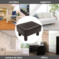 HOMCOM Pouf Poggiapiedi Imbottito, Rettangolare e in Finta Pelle, 40x30x24 cm, Marrone(m-4)
