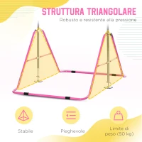 HOMCOM Sbarra per Trazioni per Bambini 3-8 Anni, 4 Altezze Regolabili e Struttura in Acciaio, 148x105x88-128 cm, Rosa(m-7)