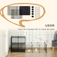 Pawhut tarc Modular Iepuri – 175×105×70 cm, Metal cu Accesorii(m-6)