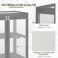 Outsunny Mini Serre de Jardin 3 Niveaux dim. 76L x 47l x 110H cm Double Porte Toit ouvrant Bois Sapin lasuré Polycarbonate(m-4)