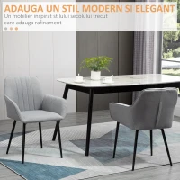 Homcom Set 2 Scaune Gri – Tapitate pentru Bucatarie sau Living(m-5)