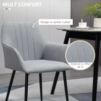 Homcom Set 2 Scaune Gri – Tapitate pentru Bucatarie sau Living(m-6)
