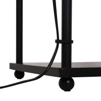 HOMCOM Lámpara de Pie Iluminación Moderna  Multifuncional con 3 Estantes de Almacenaje Interruptor de Pedal Diseño Elegante Pantalla de Tela 34,5x34,5x150 cm Negro y Crema(m-8)
