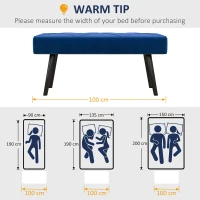 HOMCOM End of Bed Bench with X-Shape Design and Steel Legs, Upholstered Hallway Bench for Bedroom, Blue(m-7)