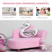 HOMCOM Sofá para Crianças de 3-5 Anos Mini Sofá Estofado em Poliéster com Assento Acolchoado Carga Máxima 50 kg 80x40x49 cm Rosa(m-5)
