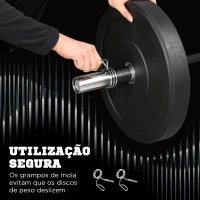 SPORTNOW Barra de Pesos de Aço180 cm Ø50 mm com 2 Grampos Carga 200 kg Barra Olimpica para Discos de Ø5 cm Prata e Preto(m-6)