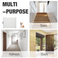 PawHut Retractable Safety Gate Dog Pet Barrier Folding Protector Home Doorway Room Divider Stair Guard White 115Lx82.5Hcm(m-4)