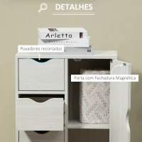 HOMCOM Armário de Sala de Estar Aparador Auxiliar com 4 Gavetas 1 Armário e Prateleira Inferior Móvel de Armazenamento 54x29x83cm Branco(m-6)