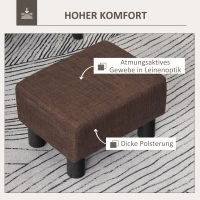 HOMCOM Poef met stoffen bekleding in linnenlook, tot 100 kg, bruin, 40 x 30 x 24 cm(m-4)