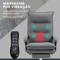 Vinsetto Cadeira de Escritório com 6 Pontos de Massagem e 5 Modos Reclinável com Função de Aquecimento 66x74x114-121,5 cm Cinza(m-4)