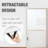 PawHut Retractable Safety Gate Dog Pet Barrier Folding Protector Home Doorway Room Divider Stair Guard White 115Lx82.5Hcm(m-5)