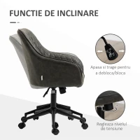 Vinsetto Scaun de birou cu inclinare si inaltime reglabila, din Piele PU, spuma de cauciuc si otel, 59x60x90-100 cm, Gri(m-5)