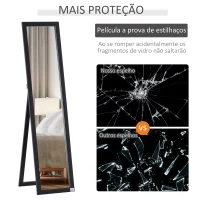 HOMCOM Espelho de Pé de Corpo Inteiro Espelho de Parede com 2 Formas de Uso para Dormitórios Corredor 37x37x154cm Preto(m-7)