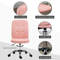 Vinsetto Cadeira de Escritório Giratória de Couro Sintético com Altura Ajustável Estilo Moderno Carga 120 kg 45x59x90-100 cm Rosa(m-6)