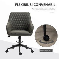 Vinsetto Scaun de birou cu inclinare si inaltime reglabila, din Piele PU, spuma de cauciuc si otel, 59x60x90-100 cm, Gri(m-6)