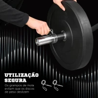SPORTNOW Barra de Pesos de Aço 120 cm Barra Curl EZ Ø50 mm com 2 Grampos Carga 100 kg Barra Olimpica para Discos de Ø5 cm Prata e Preto(m-6)