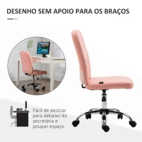 Vinsetto Cadeira de Escritório Giratória de Couro Sintético com Altura Ajustável Estilo Moderno Carga 120 kg 45x59x90-100 cm Rosa(m-5)