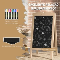 Vinsetto Mini Cavalete de Madeira Quadro Lousa Negro Magnético e Dobrável com 8 Gizes e 6 Placas de Palavras 51x42x101 cm Madeira(m-4)