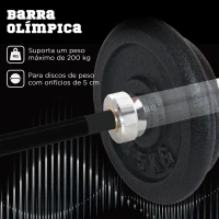 SPORTNOW Barra de Pesos de Aço180 cm Ø50 mm com 2 Grampos Carga 200 kg Barra Olimpica para Discos de Ø5 cm Prata e Preto(m-4)