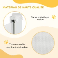 PawHut Barrière de sécurité barrière animaux rétractable automatique 1,15L x 0,83H m teslin métal blanc(m-6)