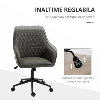 Vinsetto Scaun de birou cu inclinare si inaltime reglabila, din Piele PU, spuma de cauciuc si otel, 59x60x90-100 cm, Gri(m-4)