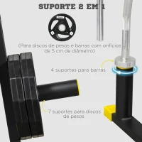 SPORTNOW Suporte para Discos de Pesos com 11 Barras Adequado para Pesos com Diâmetro do Orifício de 5 cm 85,5x70x96 cm Preto(m-4)